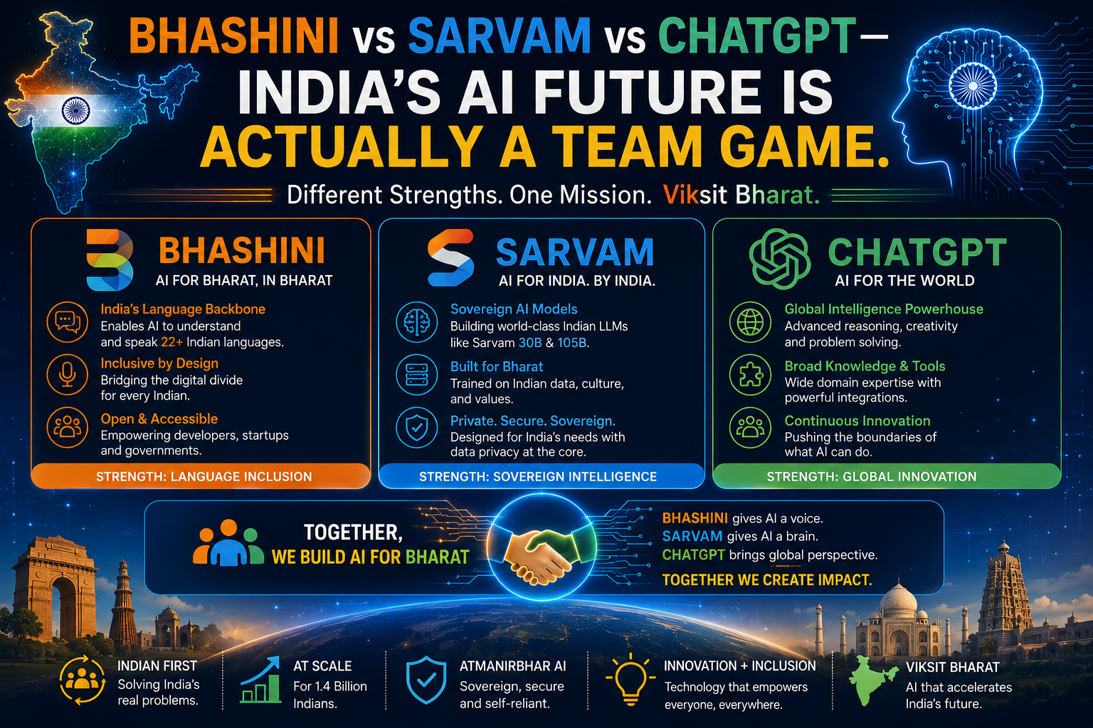 Bhashini vs Sarvam vs ChatGPT—India's AI future is actually a team game.